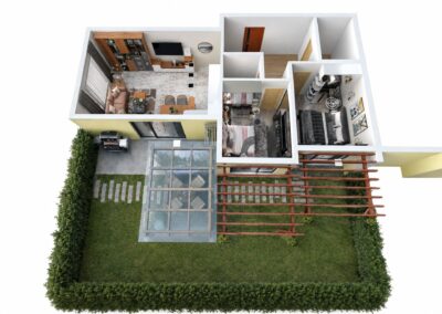 Комплекс Хелена Парк – 3D план на апартамент с двор