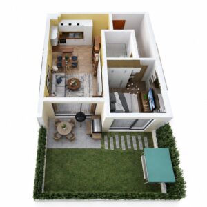 Комплекс Хелена Парк – 3D план на апартамент с двор