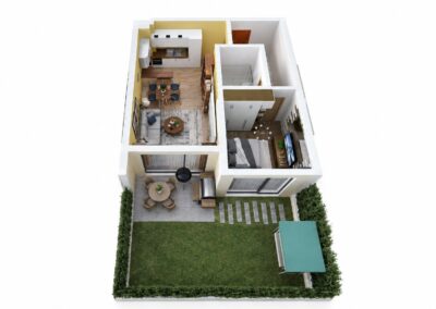 Комплекс Хелена Парк – 3D план на апартамент с двор