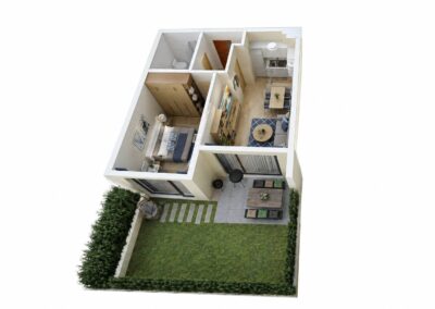Комплекс Хелена Парк – 3D план на апартамент с двор