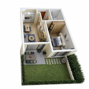 Комплекс Хелена Парк – 3D план на апартамент с двор