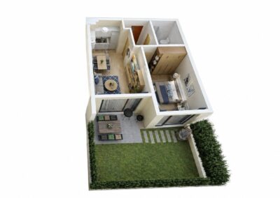 Комплекс Хелена Парк – 3D план на апартамент с двор