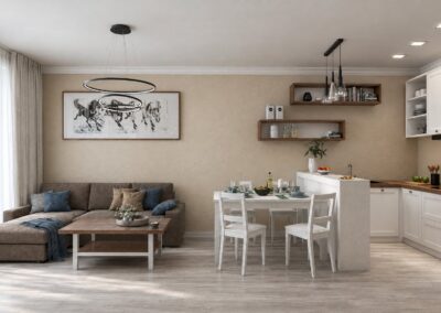 Комплекс Хелена Парк – дневна с кухня, през деня
